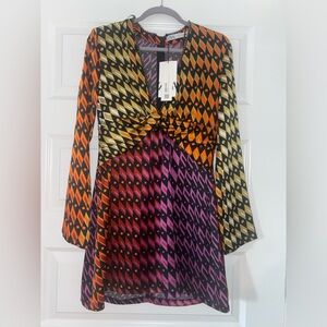 Zara Women’s Multicolor Geometric Long Sleeve Dress - Medium